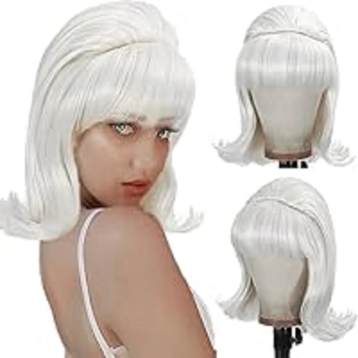 Vintage Bangs Wig — 14" Short Straight Style for Everyday & Costume