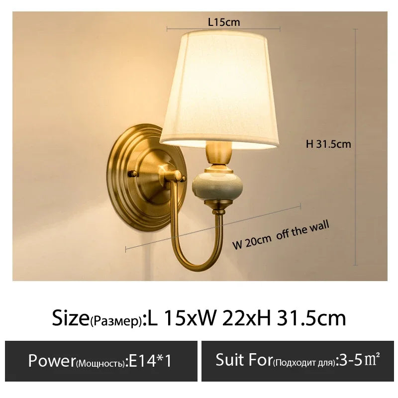 Modern Wall Sconce with White Fabric Shade E27 Gold Wall Lamp Bedroom Living Room Bathroom Vanity Light Fixture