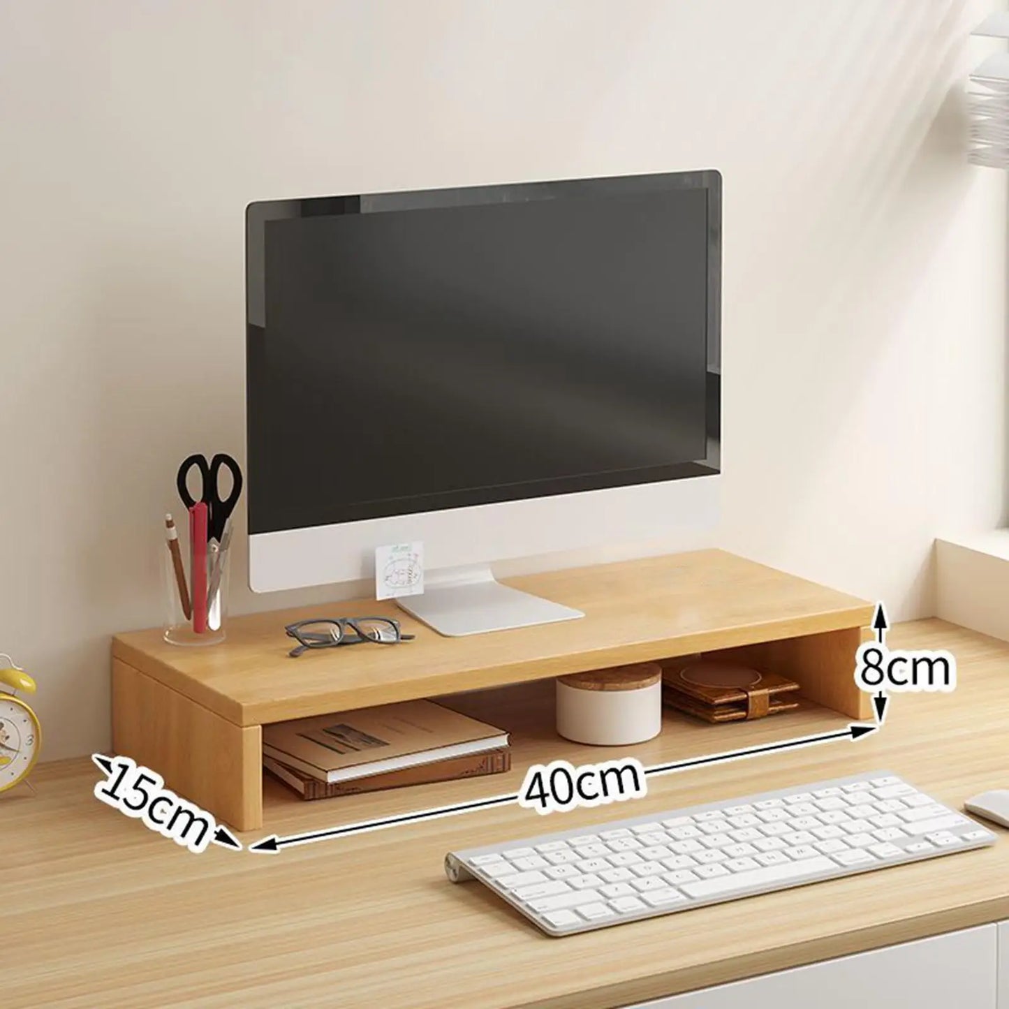 Wooden Monitor & Desk Organizer Stand