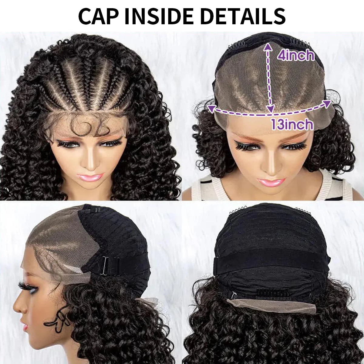Braided Curly Bob Wig — Handmade Cornrow Lace Front, Human Hair