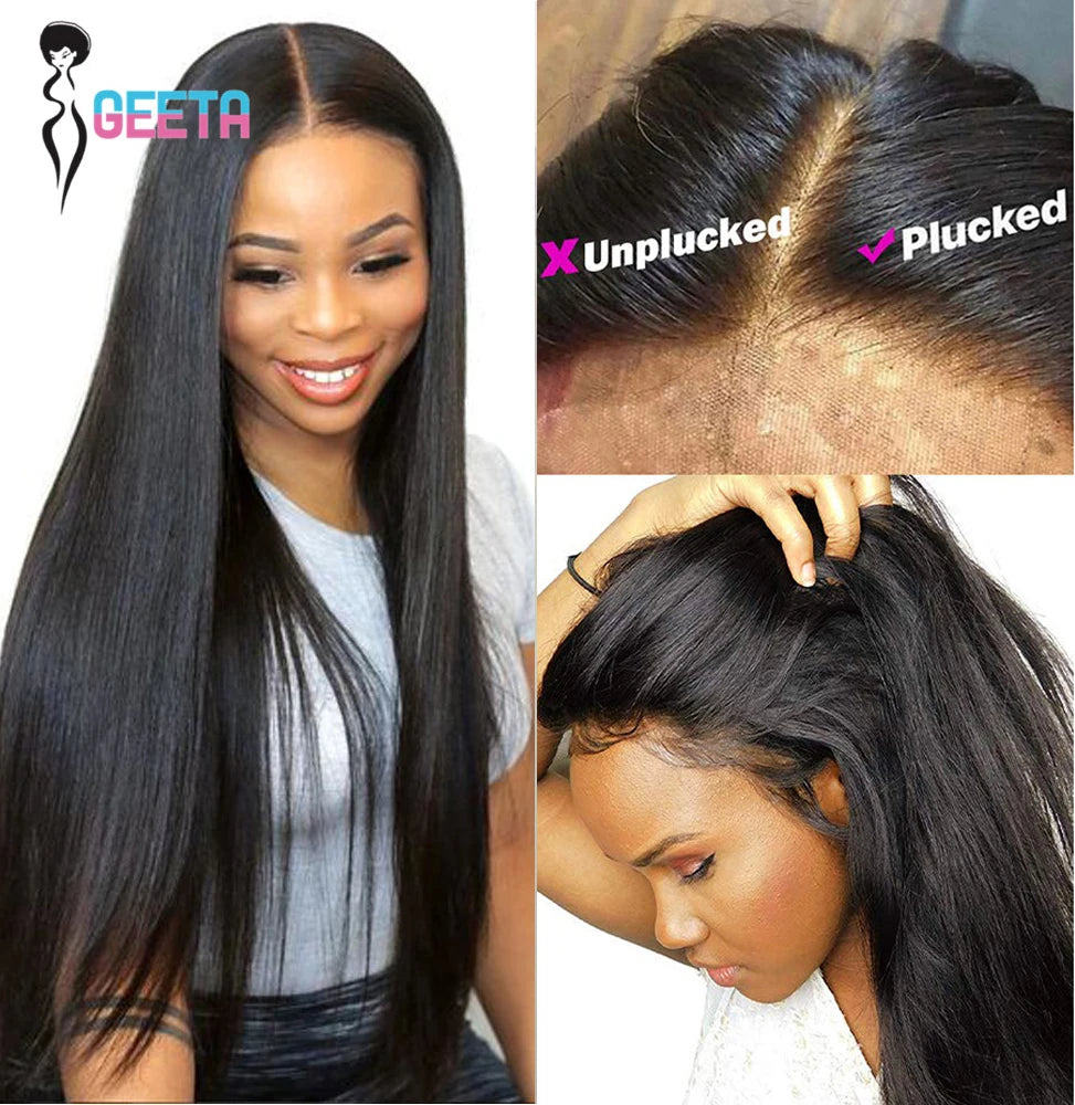 HD Transparent Lace Frontal Wig — 13x6 / 13x4 Bone Straight, 30" Human Hair