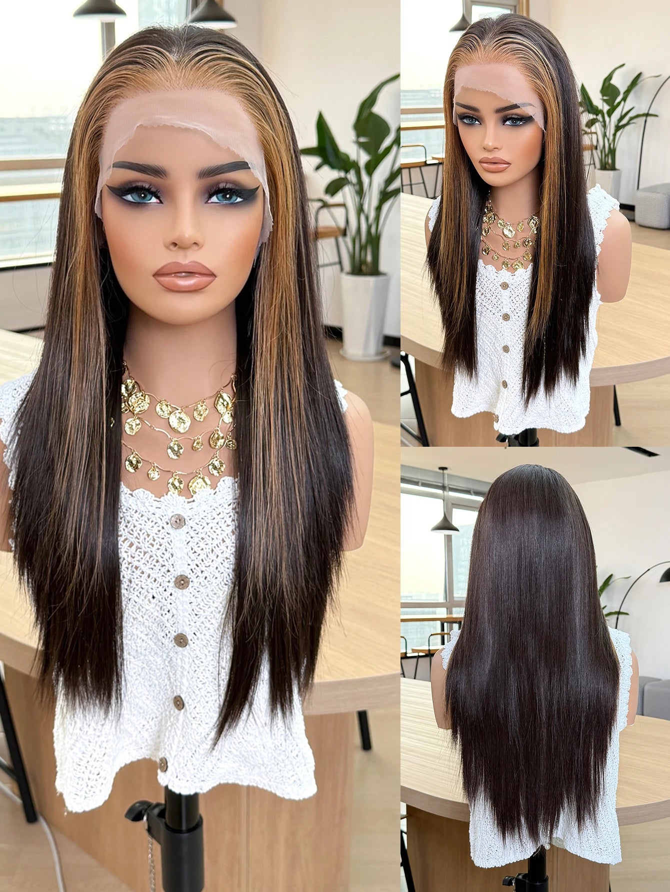 Beginner-Friendly Lace Front Wig — Blended Human Hair, Natural Black