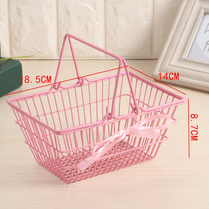 Storage Organizer Pink Girl Mini Storage Basket Desktop Finishing Cosmetics Jewelry Storage Organizador Laundry Basket Breadbask