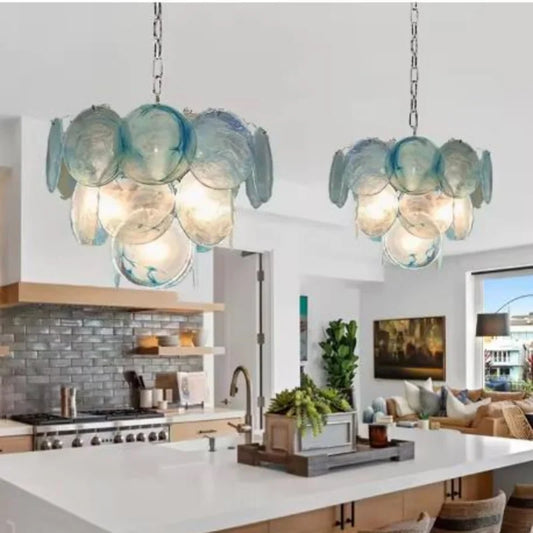 Modern Luxury Colored Glass Chandelier Restaurant Living Room Villa Bedroom Hotel Retro Art LED Pendant Lamp Home Lighting Decor