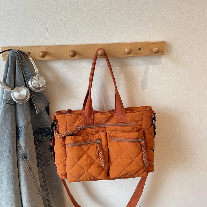 Large Capacity Cotton Tote — Spacious Side Shoulder Bag