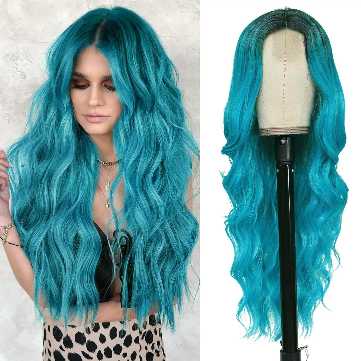 Long Wavy Lace Wig — 26" Heat-Resistant Curly Style