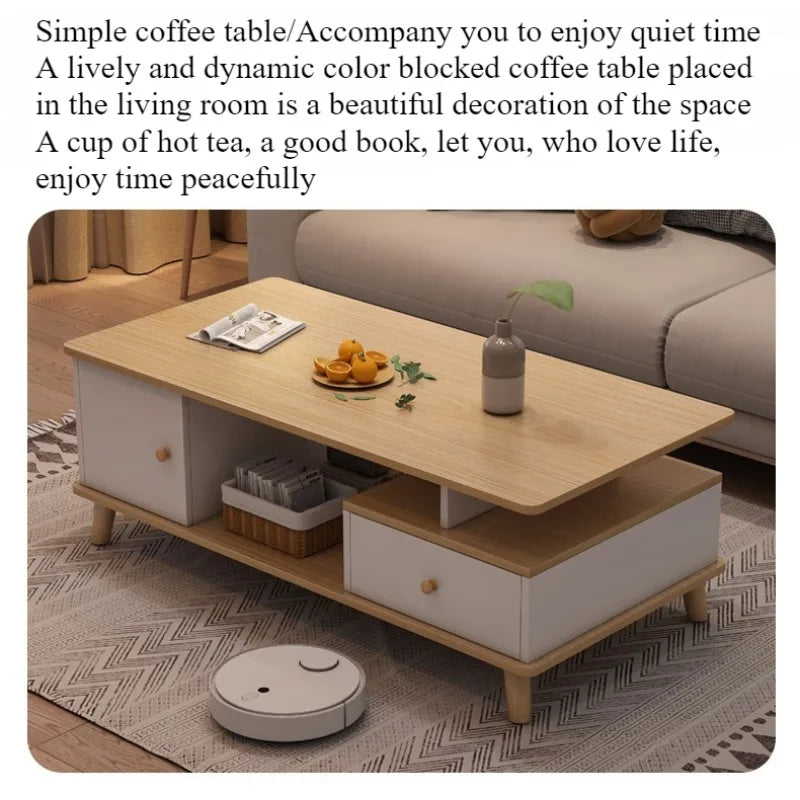 Coffee table living room household modern simple coffee table small apartment solid wood leg tea table tea table square