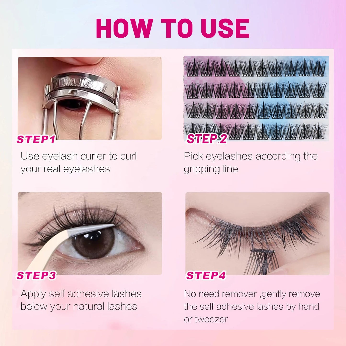 Self-Adhesive Lashes (100 Pcs) — No Glue, No Fuss