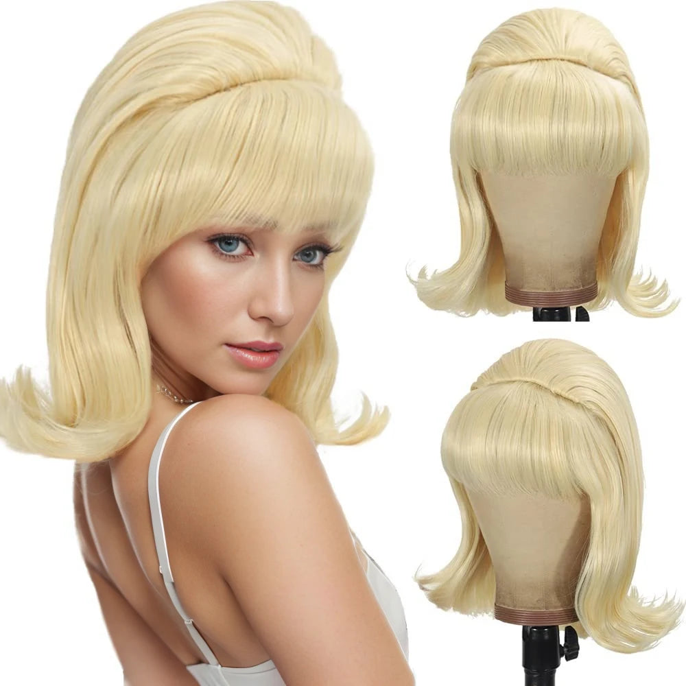 Vintage Bangs Wig — 14" Short Straight Style for Everyday & Costume