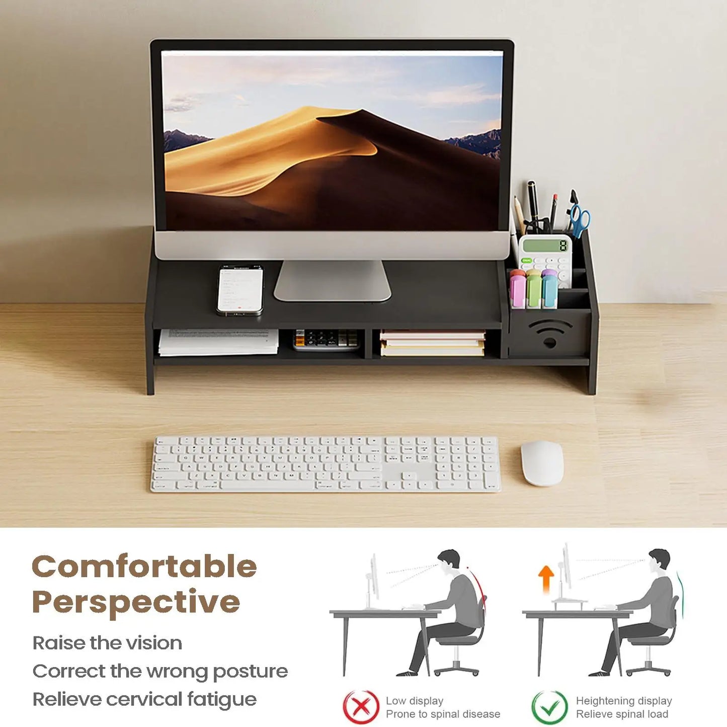 2-Tier Monitor Riser & Desk Organizer