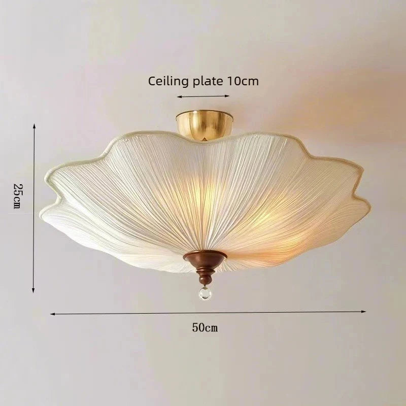 French Floral Semi Flush Ceiling Light Fabric Lamp Modern Farmhouse Bedroom Hallway Ceiling Lamp Home Decor Lighting