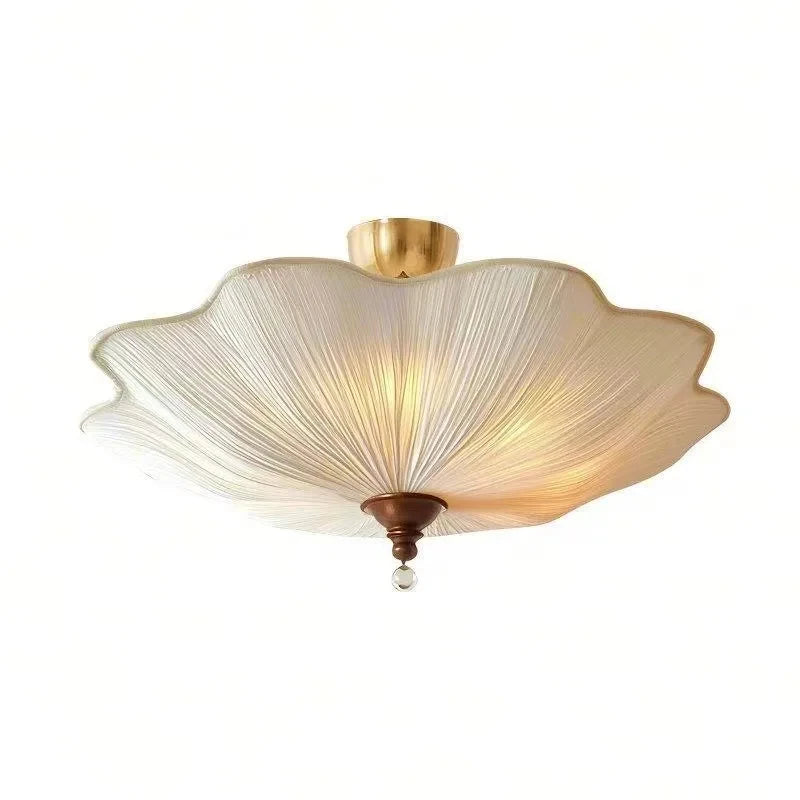 French Floral Semi Flush Ceiling Light Fabric Lamp Modern Farmhouse Bedroom Hallway Ceiling Lamp Home Decor Lighting