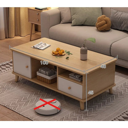 Coffee table living room household modern simple coffee table small apartment solid wood leg tea table tea table square