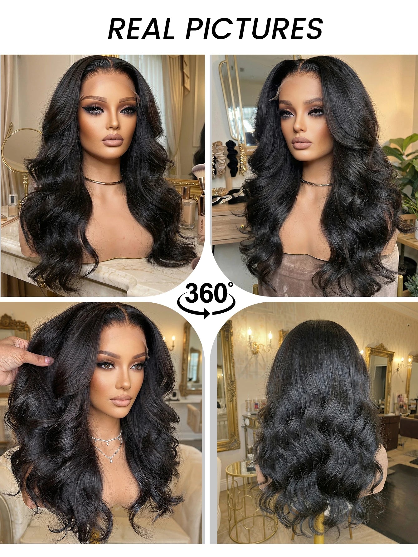 Beginner-Friendly Lace Front Wig — Blended Human Hair, Natural Black