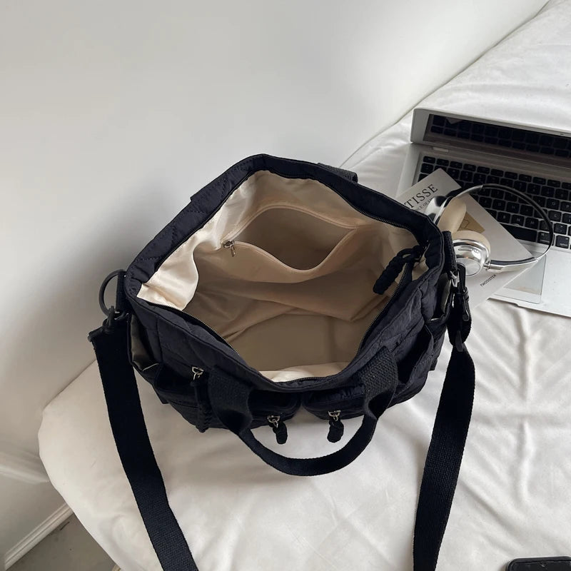 Large Capacity Cotton Tote — Spacious Side Shoulder Bag