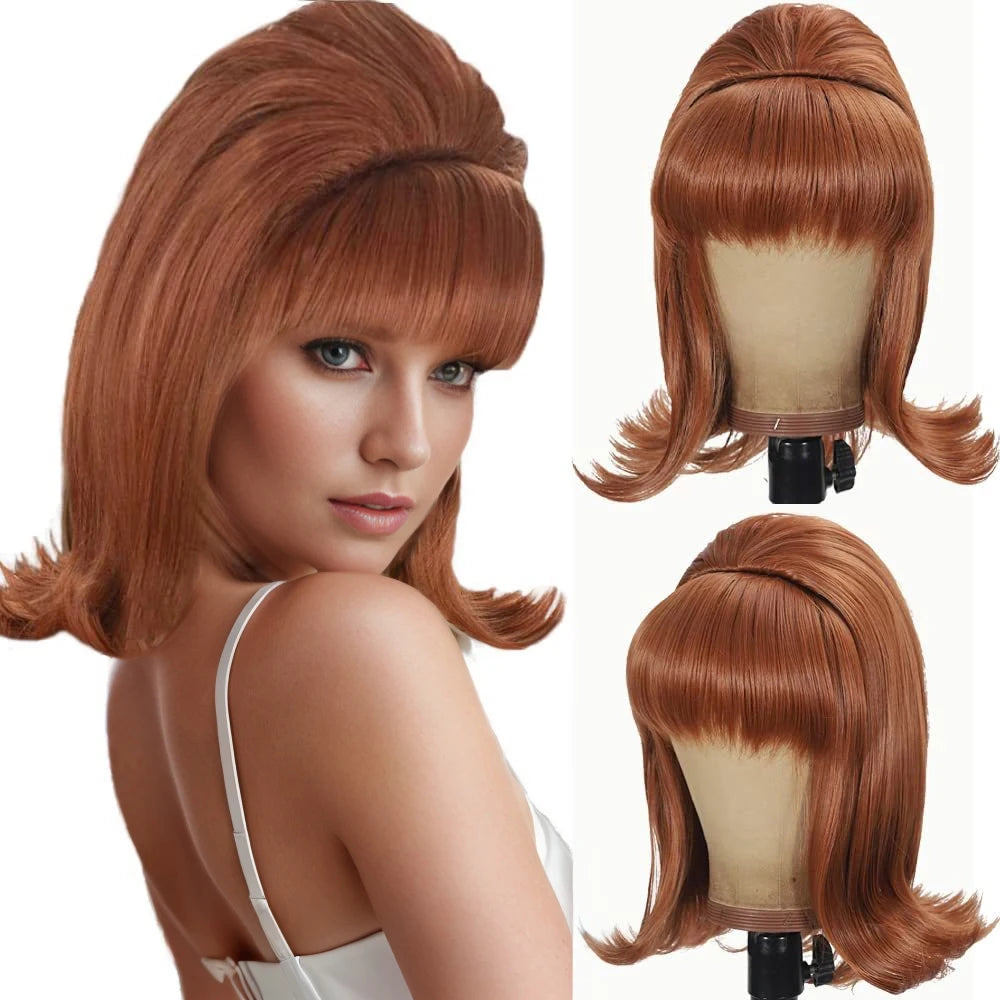 Vintage Bangs Wig — 14" Short Straight Style for Everyday & Costume