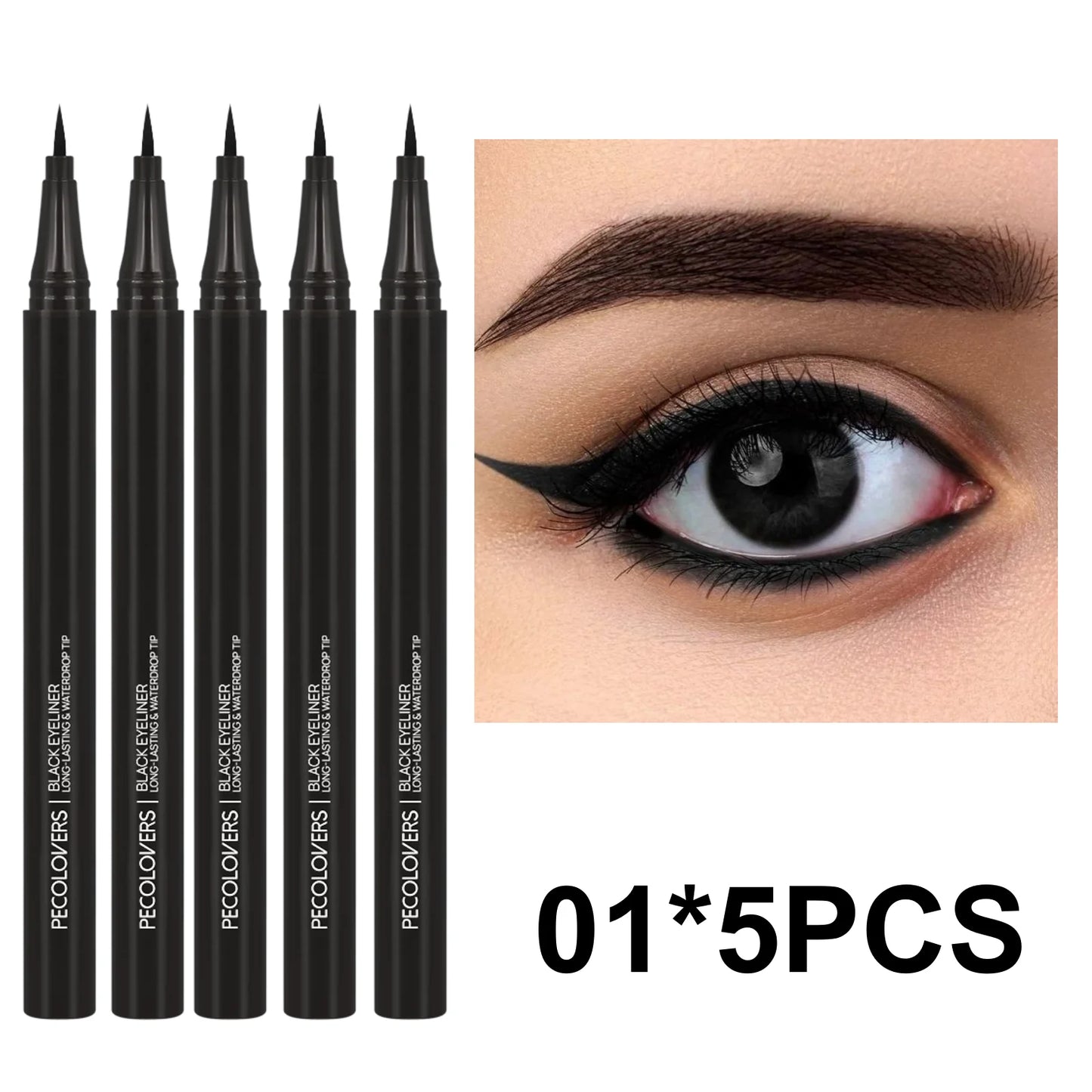 Smooth Liquid Eyeliner Pen (5-Pack) — Waterproof Ultra-Fine Tip