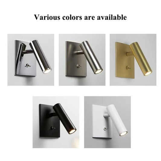 Modern LED Wall Lamp with Adjustable Angle Multiple Colors Wall Mounted Sconce Lighting Fixtures for Bedroom Living Room Study
