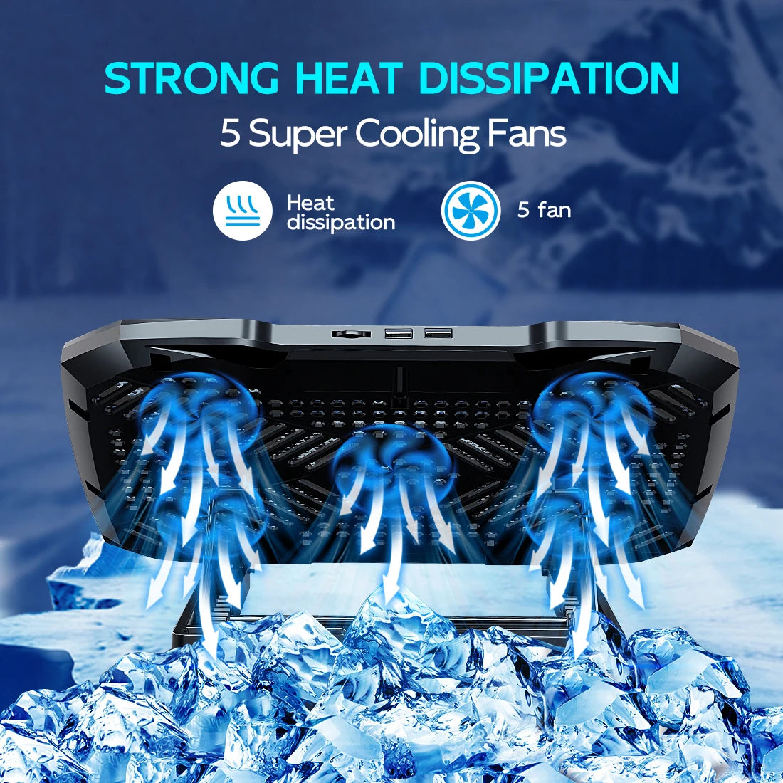 COOLCOLD 5-Fan Laptop Cooling Pad