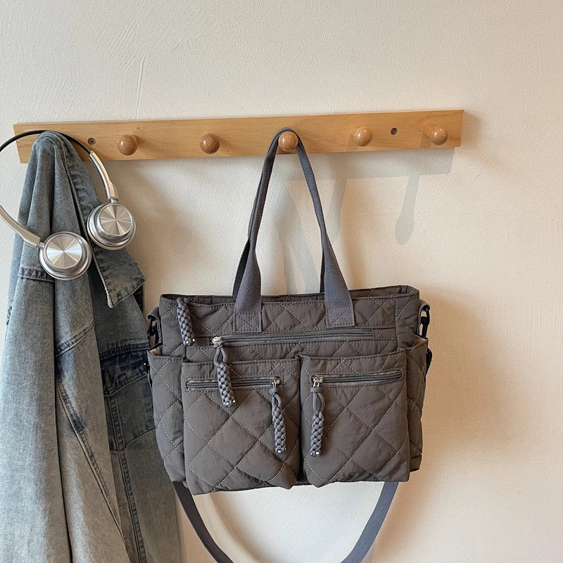 Large Capacity Cotton Tote — Spacious Side Shoulder Bag