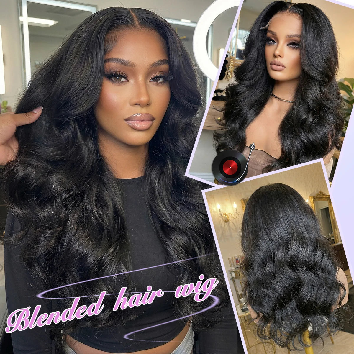 Beginner-Friendly Lace Front Wig — Blended Human Hair, Natural Black