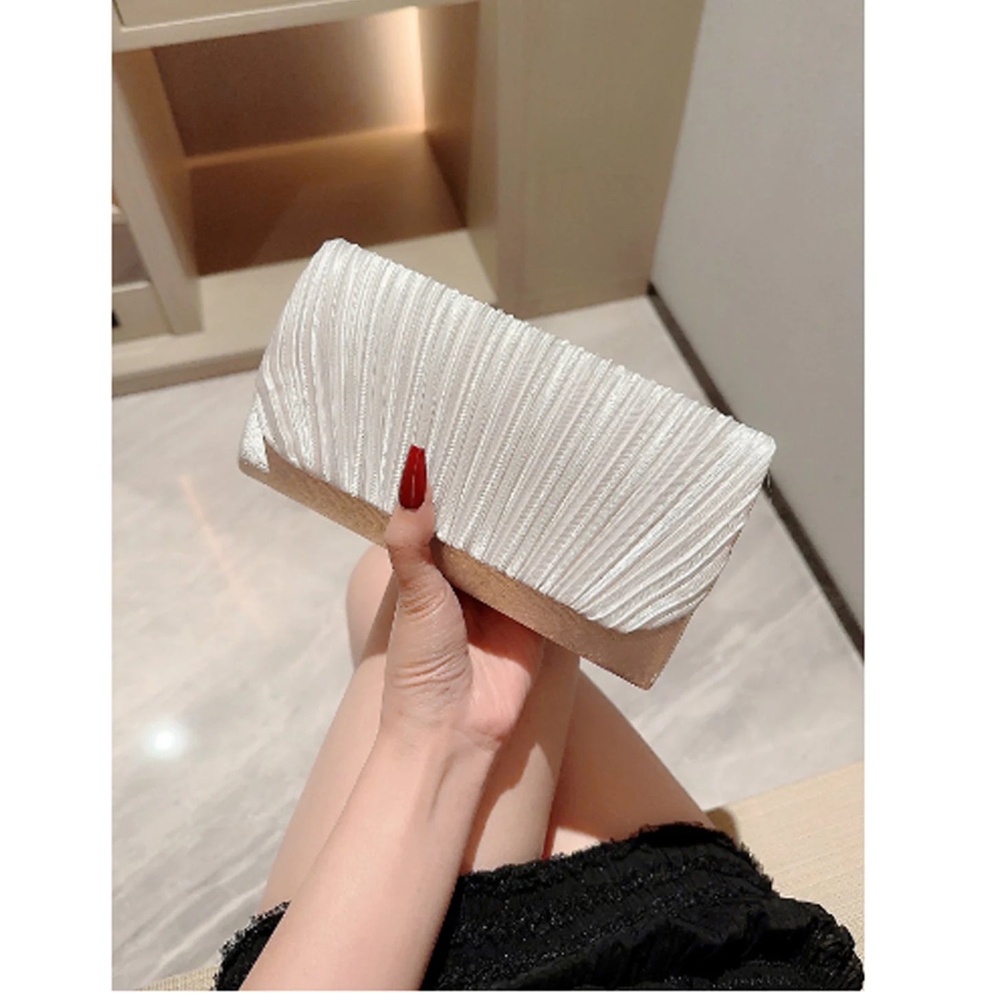 Luxury Silver Evening Clutch — Elegant Formal Handbag