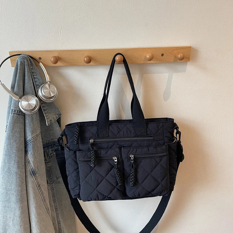 Large Capacity Cotton Tote — Spacious Side Shoulder Bag