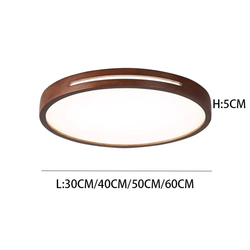 Modern Nordic Wooden Ceiling Light LED Round Flush Mount Lamp for Bedroom Living Room Solid Wood Plafond 30-60CM