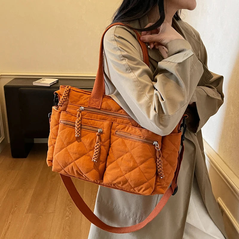 Large Capacity Cotton Tote — Spacious Side Shoulder Bag
