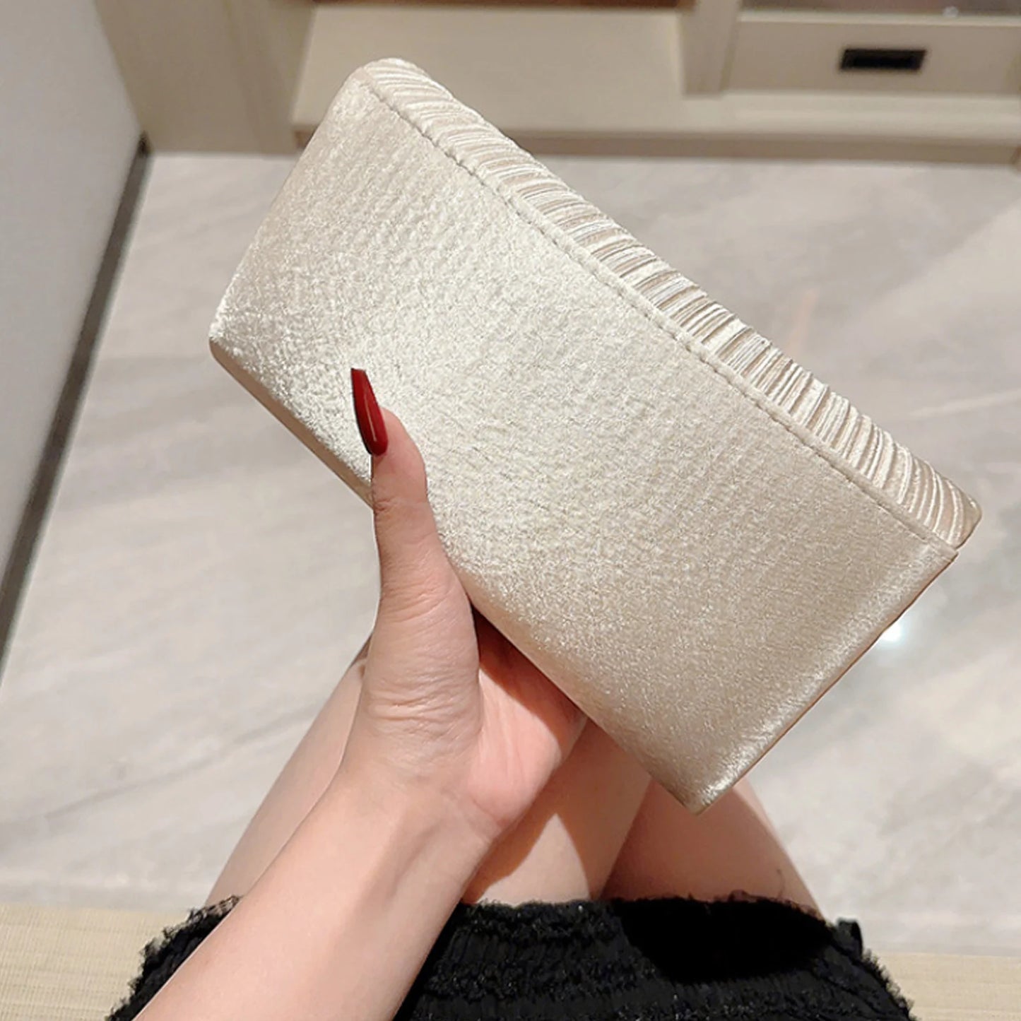 Luxury Silver Evening Clutch — Elegant Formal Handbag