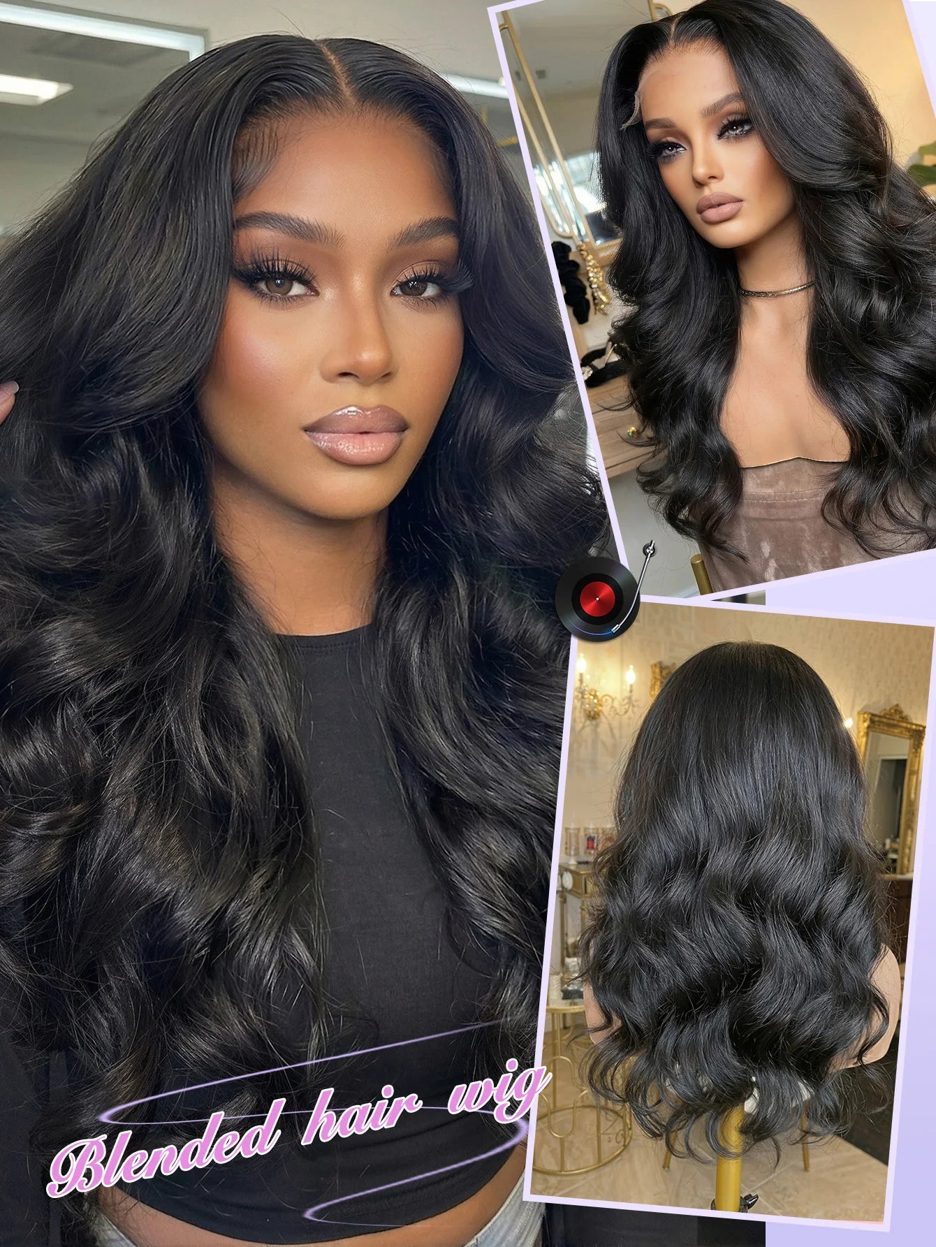 Beginner-Friendly Lace Front Wig — Blended Human Hair, Natural Black