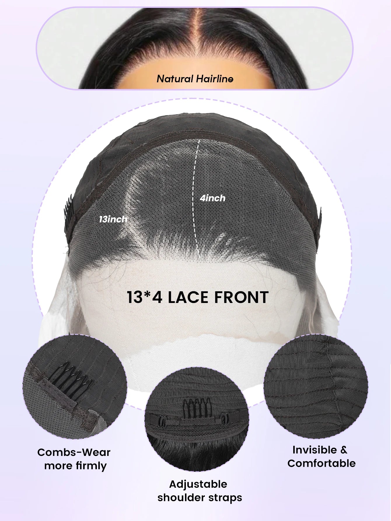 Beginner-Friendly Lace Front Wig — Blended Human Hair, Natural Black