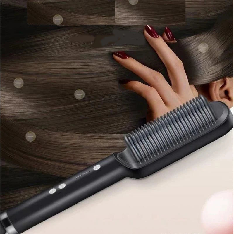 Electric Hair Straightening Brush — Fast Heat-Up for Salon-Style Hair