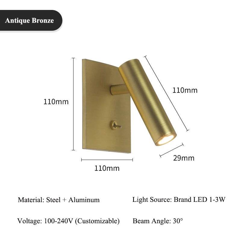 Modern LED Wall Lamp with Adjustable Angle Multiple Colors Wall Mounted Sconce Lighting Fixtures for Bedroom Living Room Study