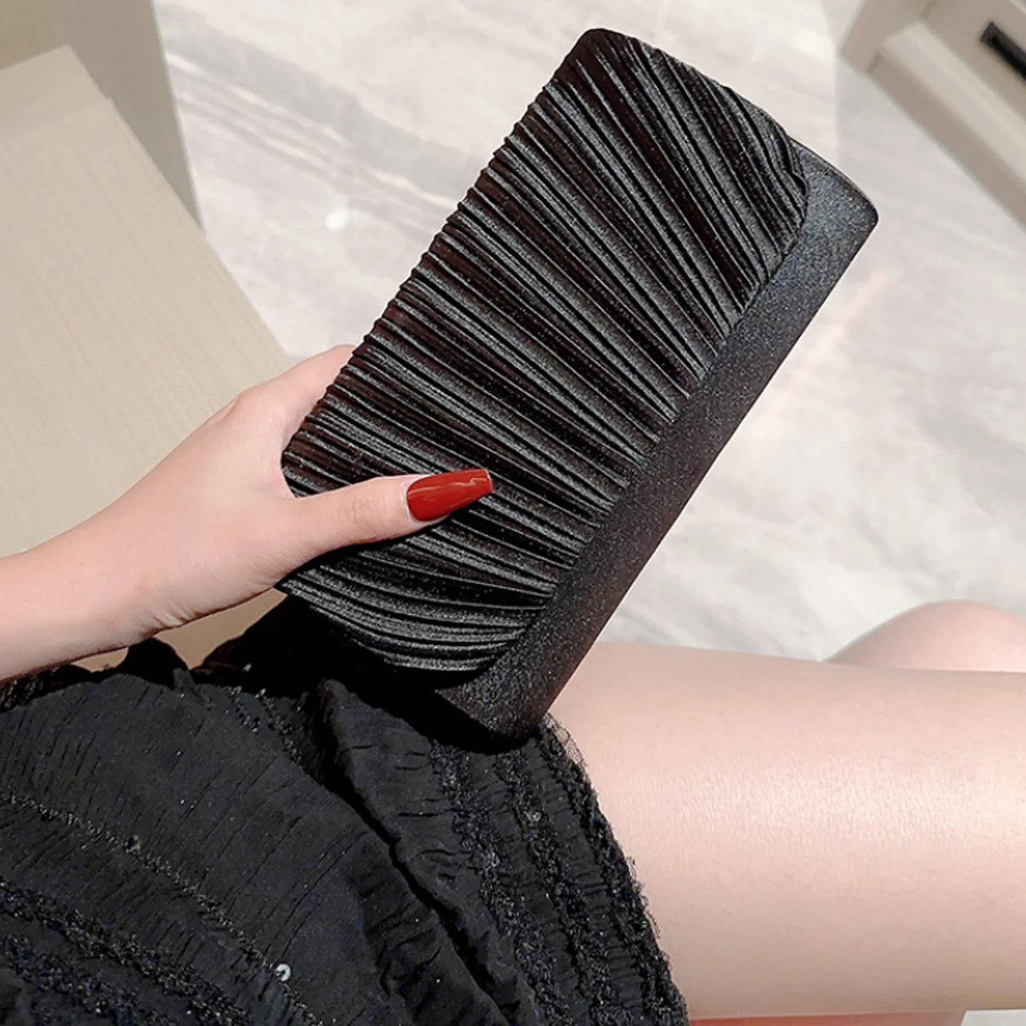 Luxury Silver Evening Clutch — Elegant Formal Handbag