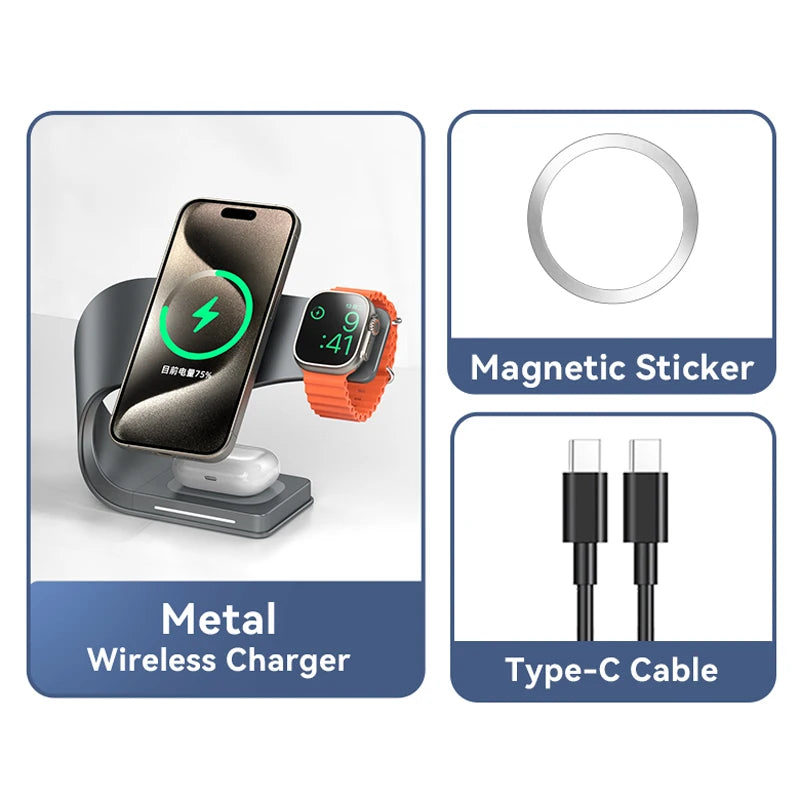15W Magnetic Wireless Charging Stand (4-in-1)
