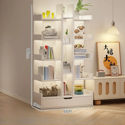 Modern Solid Wood Bookshelf — Multi-Level Floor Standing Storage Rack