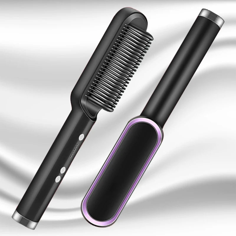 Electric Hair Straightening Brush — Fast Heat-Up for Salon-Style Hair