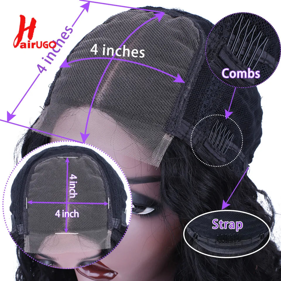 Kinky Curly Afro Bob Wig — 4x4 Lace Closure, Human Hair