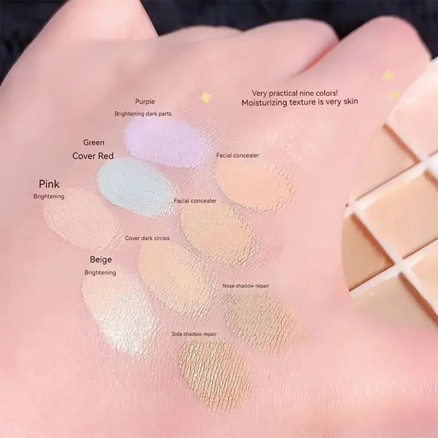 9-Color Flawless Concealer Palette — Waterproof Full Coverage