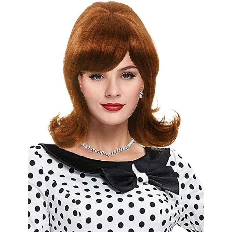 Vintage Bangs Wig — 14" Short Straight Style for Everyday & Costume