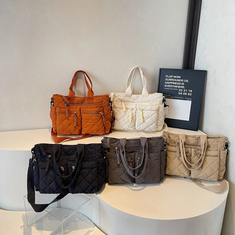 Large Capacity Cotton Tote — Spacious Side Shoulder Bag