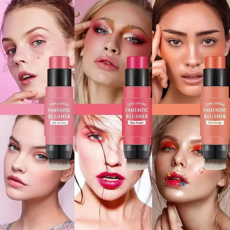 Blush Stick with Built-In Brush — 2-in-1 Cream Blush & Lip Color