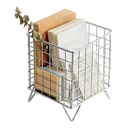 Large Capacity Storage Basket Simple Desktop Organizer Bathroom Vanity Tray Kitchen Bin Creative Metal Basket Shelves Home Decor