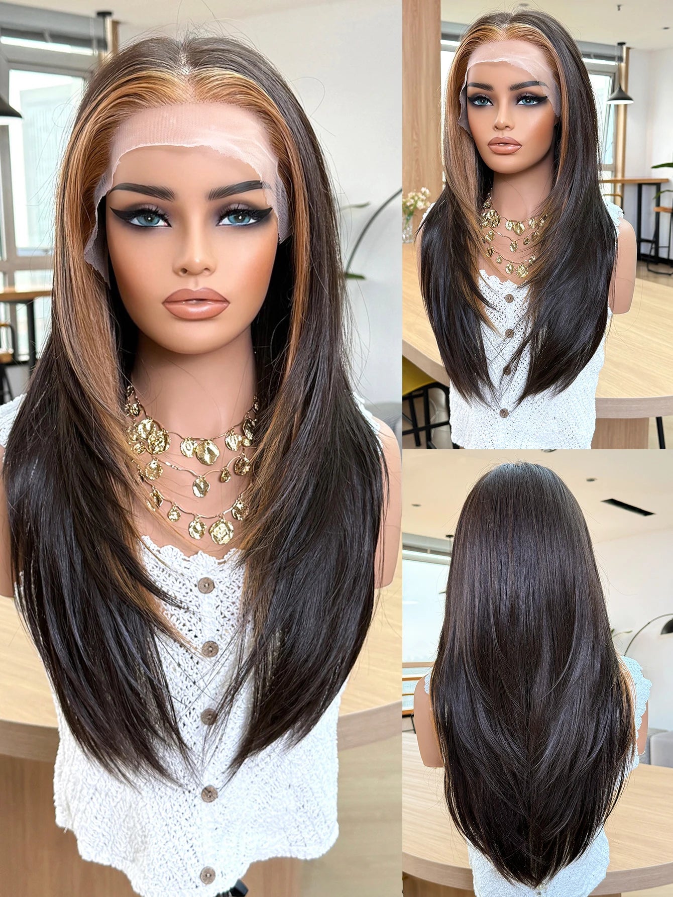 Beginner-Friendly Lace Front Wig — Blended Human Hair, Natural Black