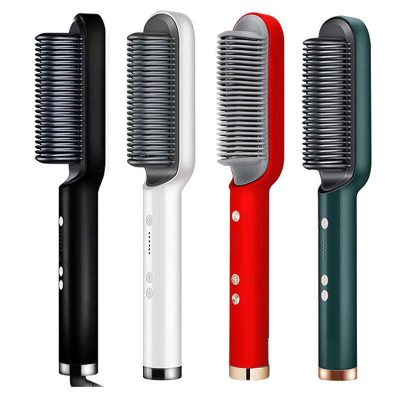 Electric Hair Straightening Brush — Fast Heat-Up for Salon-Style Hair