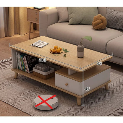 Coffee table living room household modern simple coffee table small apartment solid wood leg tea table tea table square
