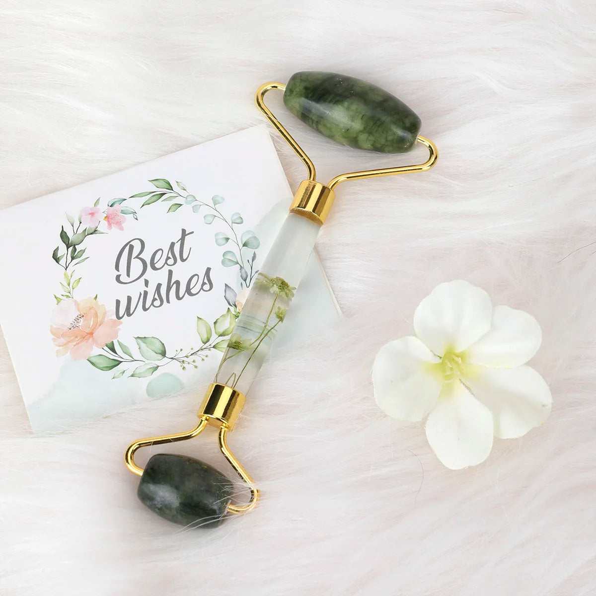 Natural Jade Facial Roller — Relaxing Massage & Contouring Effect