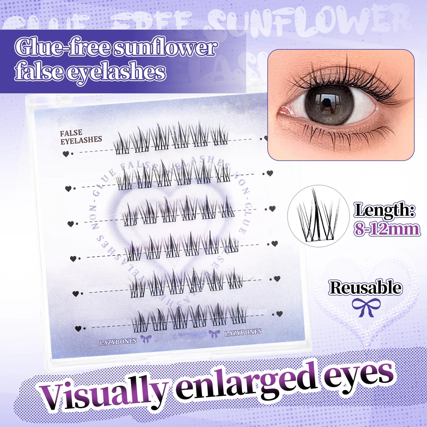 Glue-Free False Lashes — Natural Wispy Look, No Mess