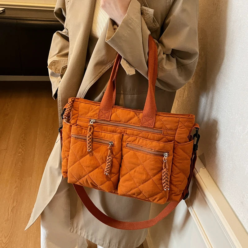 Large Capacity Cotton Tote — Spacious Side Shoulder Bag